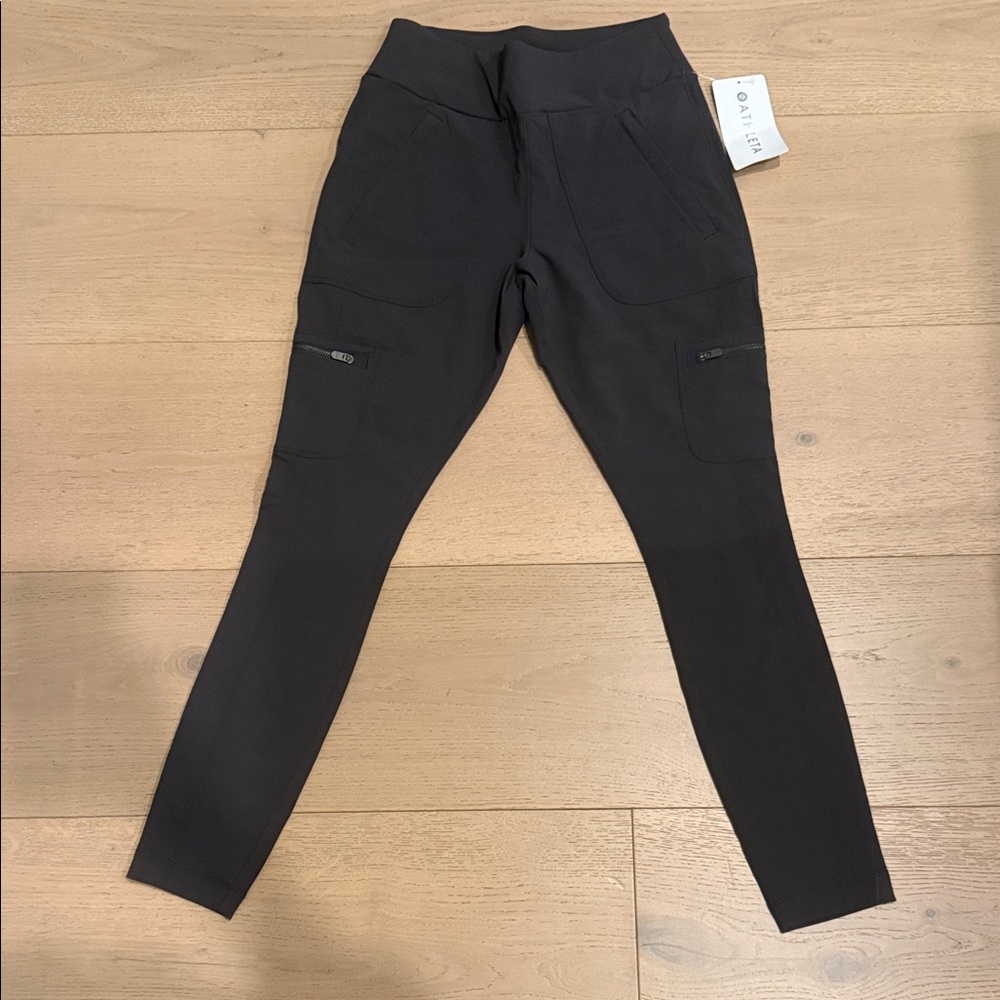 Athleta  Leggings with zipper detail, dark taupe/charcoal gray Highline hybrid